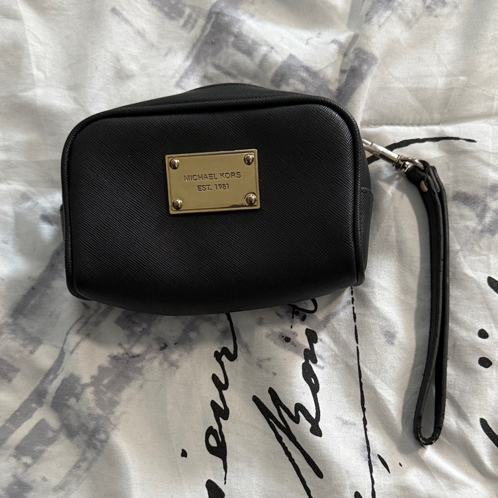 Michael Kors Black Pouch with Gold Accents